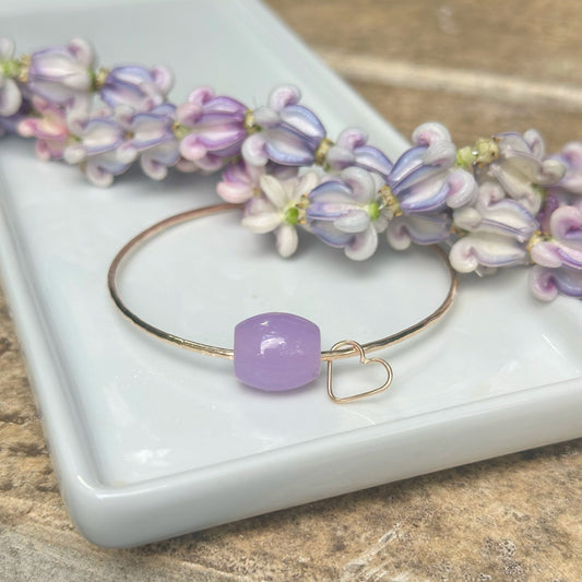 Purple jade barrel bangle