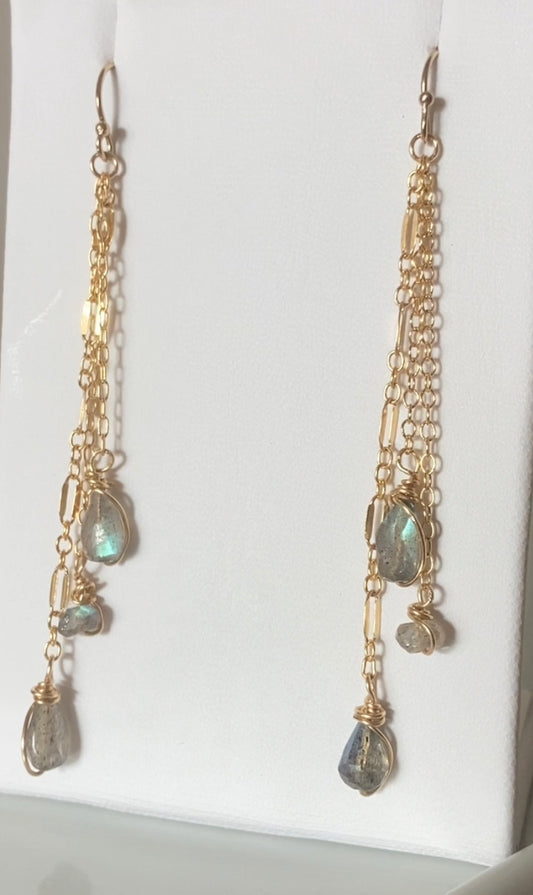 Labradorite Faceted Drop Earrings